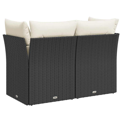 Divano da Giardino con Cuscini a 2 Posti Nero in Polyrattan | homemem39