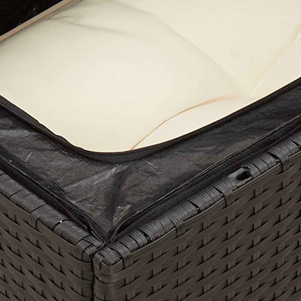 Divano da Giardino con Cuscini a 2 Posti Nero in Polyrattan | homemem39