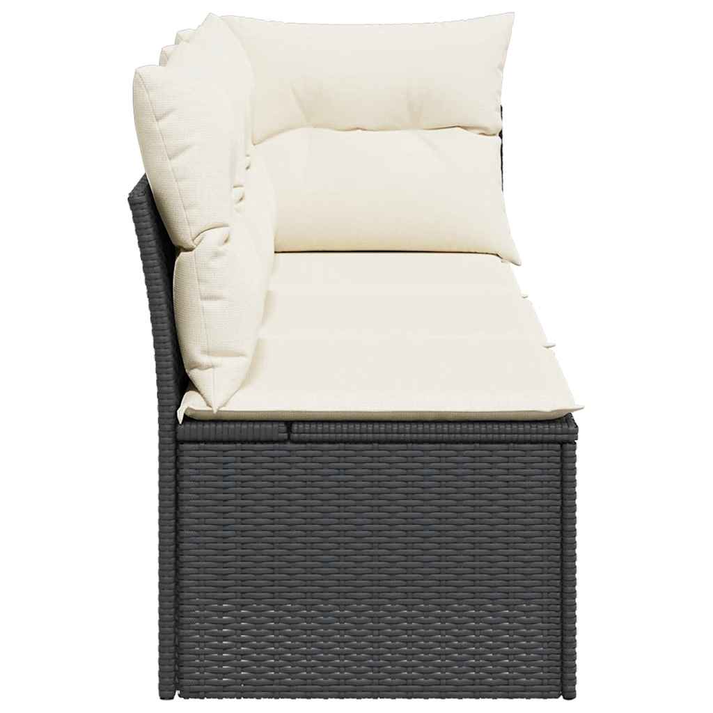 Divano da Giardino a 3 Posti con Cuscini Nero in Polyrattan | homemem39