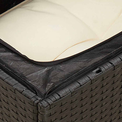 Divano da Giardino a 3 Posti con Cuscini Nero in Polyrattan | homemem39