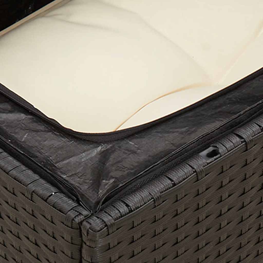 Divano da Giardino a 3 Posti con Cuscini Nero in Polyrattan | homemem39