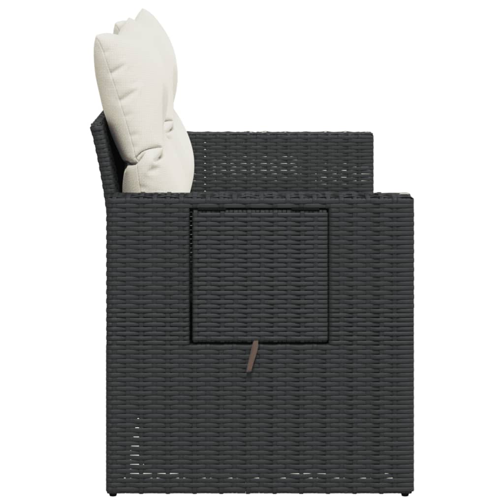 Divano da Giardino con Cuscini a 2 Posti Nero in Polyrattan - homemem39