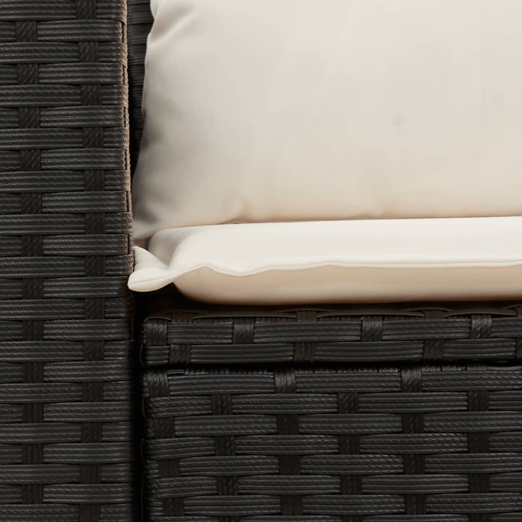 Divano da Giardino con Cuscini a 2 Posti Nero in Polyrattan - homemem39