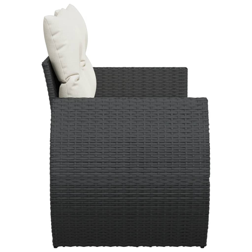 Divano da Giardino con Cuscini a 2 Posti Nero in Polyrattan - homemem39