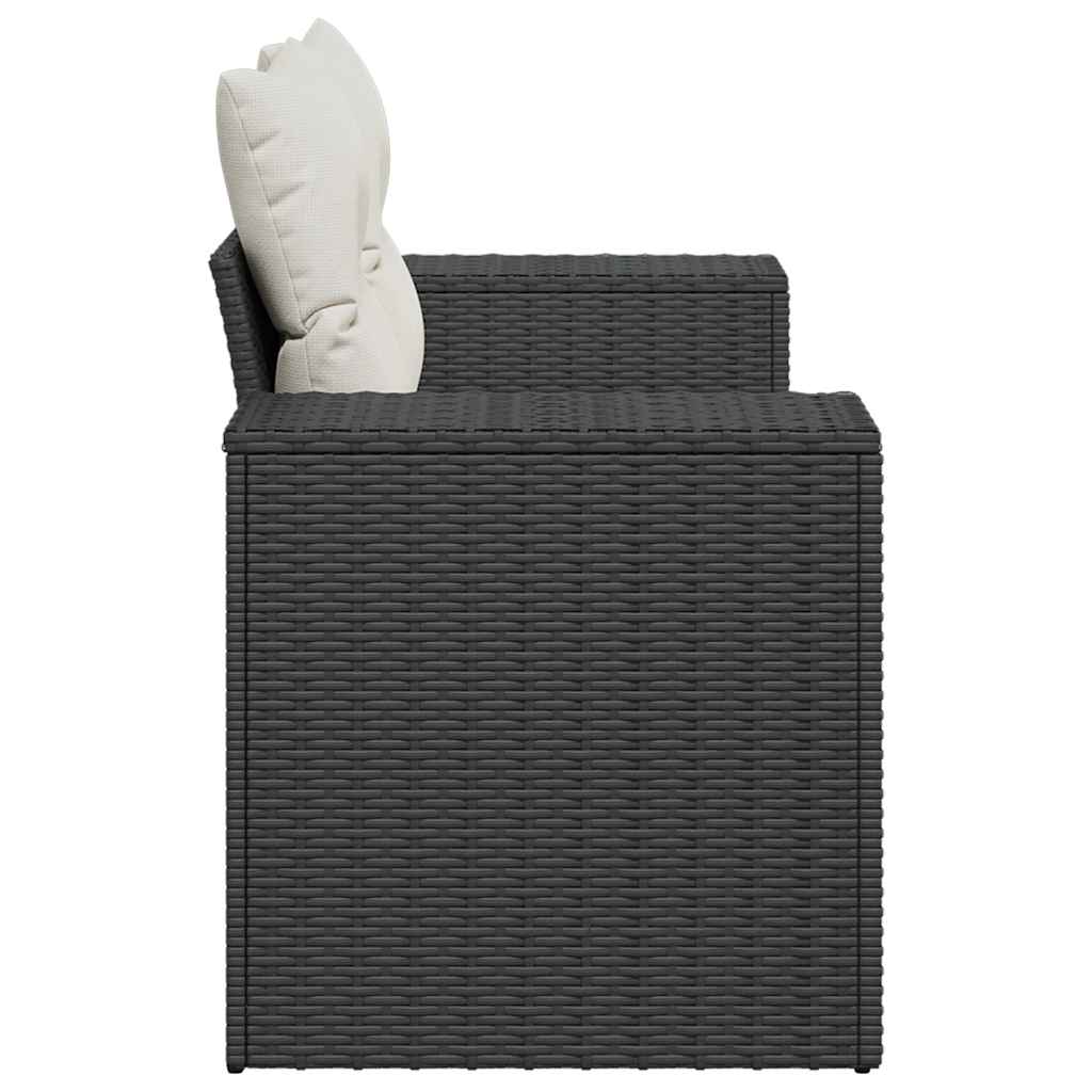 Divano da Giardino con Cuscini a 2 Posti Nero in Polyrattan | homemem39