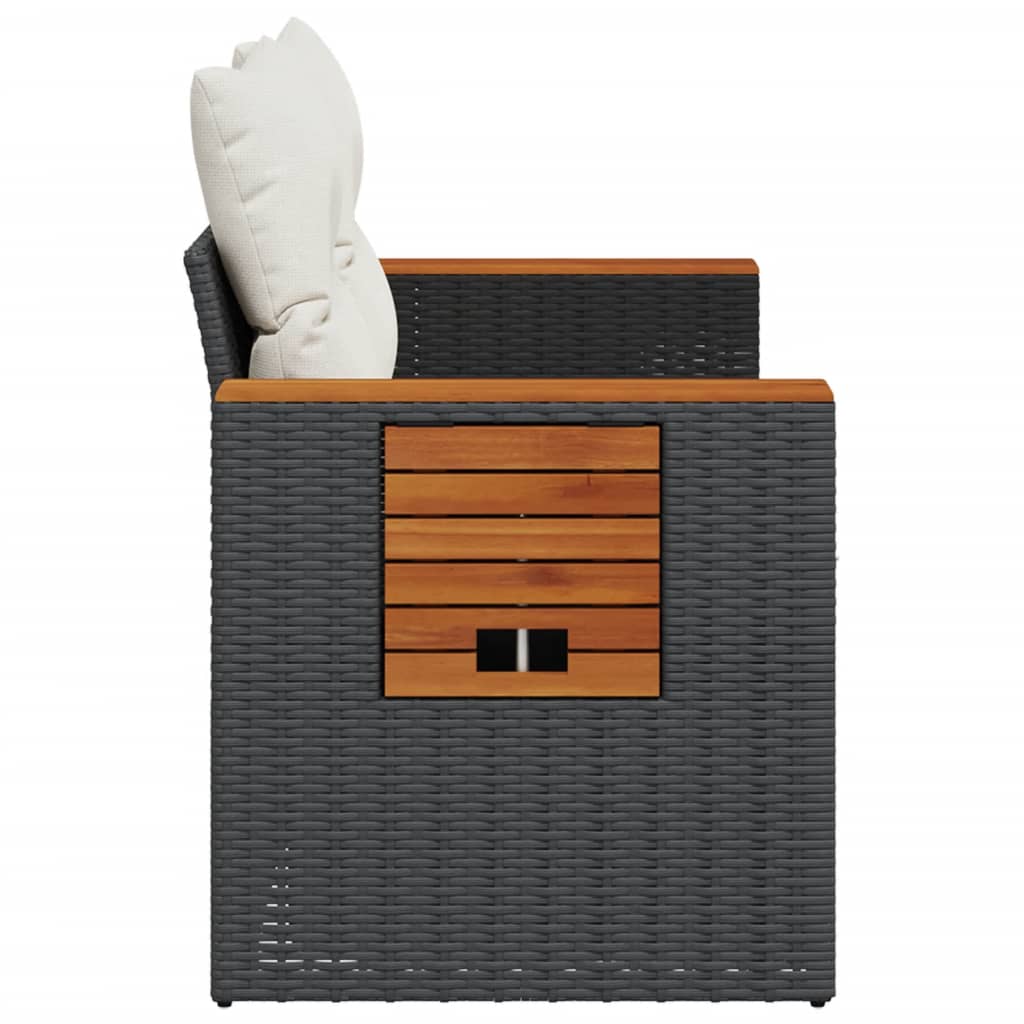 Divano da Giardino con Cuscini a 2 Posti Nero in Polyrattan | homemem39