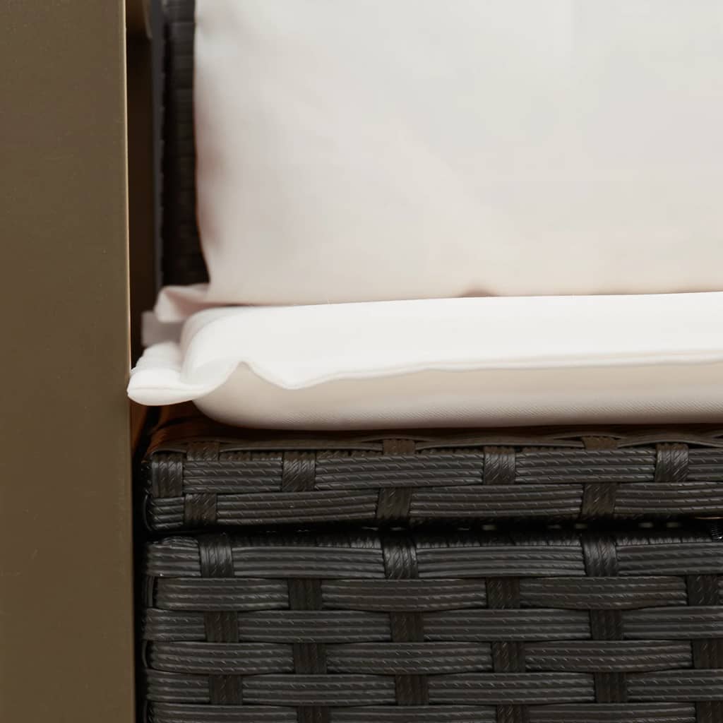 Divano da Giardino con Cuscini a 2 Posti Nero in Polyrattan | homemem39