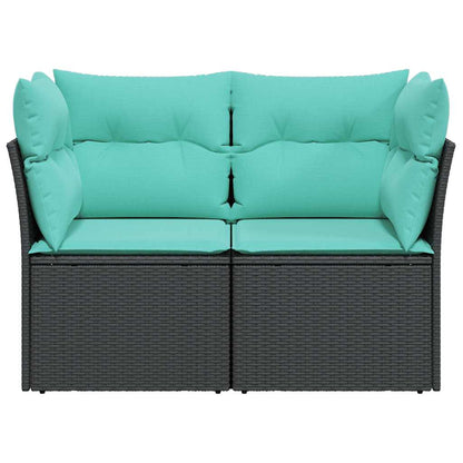 Divano da Giardino con Cuscini a 2 Posti Nero in Polyrattan | homemem39