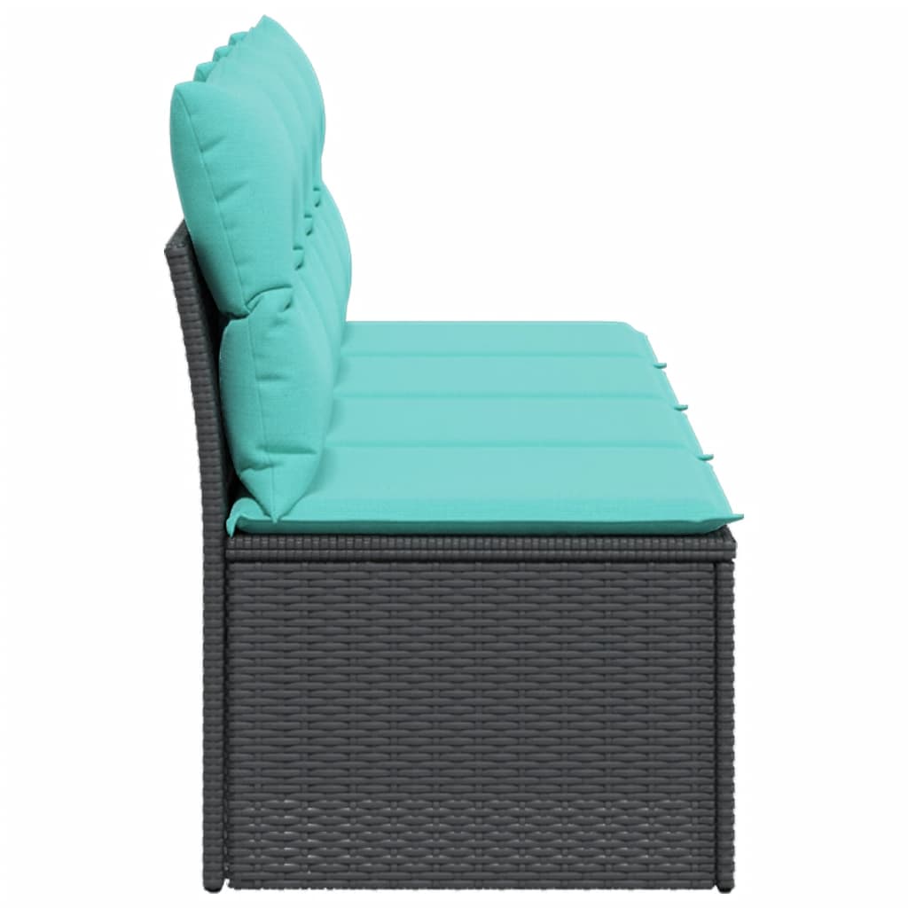 Divano da Giardino con Cuscini a 4 Posti Nero in Polyrattan | homemem39