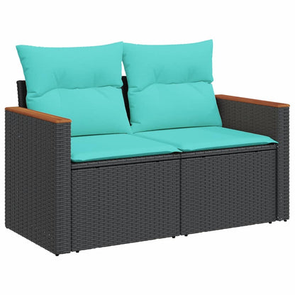 Divano da giardino con cuscini 2 posti nero in polyrattan | homemem39
