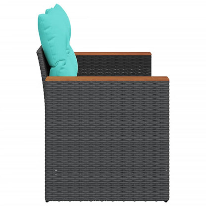 Divano da giardino con cuscini 2 posti nero in polyrattan | homemem39