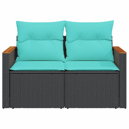 Divano da giardino con cuscini 2 posti nero in polyrattan | homemem39