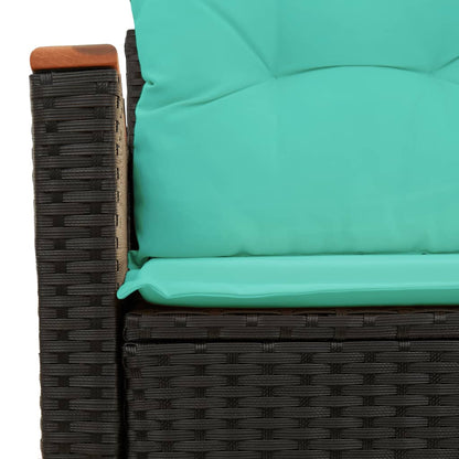 Divano da giardino con cuscini 2 posti nero in polyrattan | homemem39