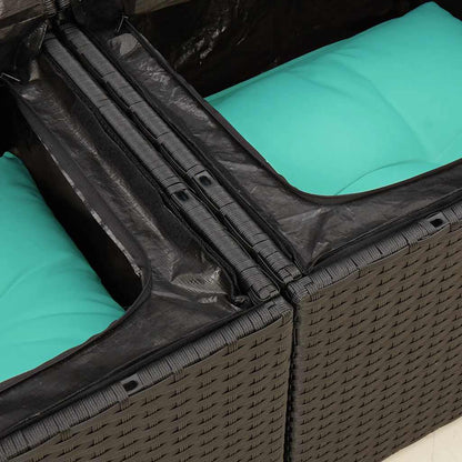 Divano da Giardino con Cuscini a 2 Posti Nero in Polyrattan | homemem39