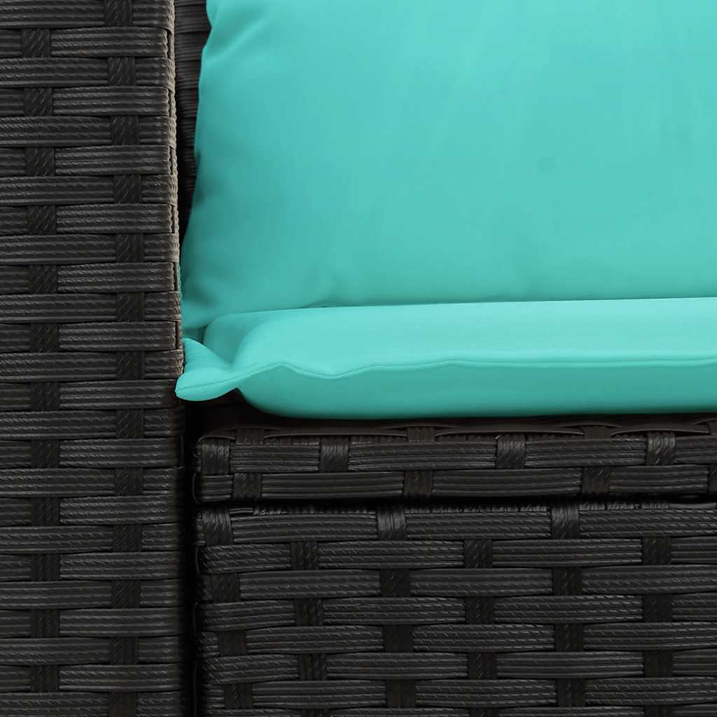 Divano da Giardino con Cuscini a 2 Posti Nero in Polyrattan | homemem39