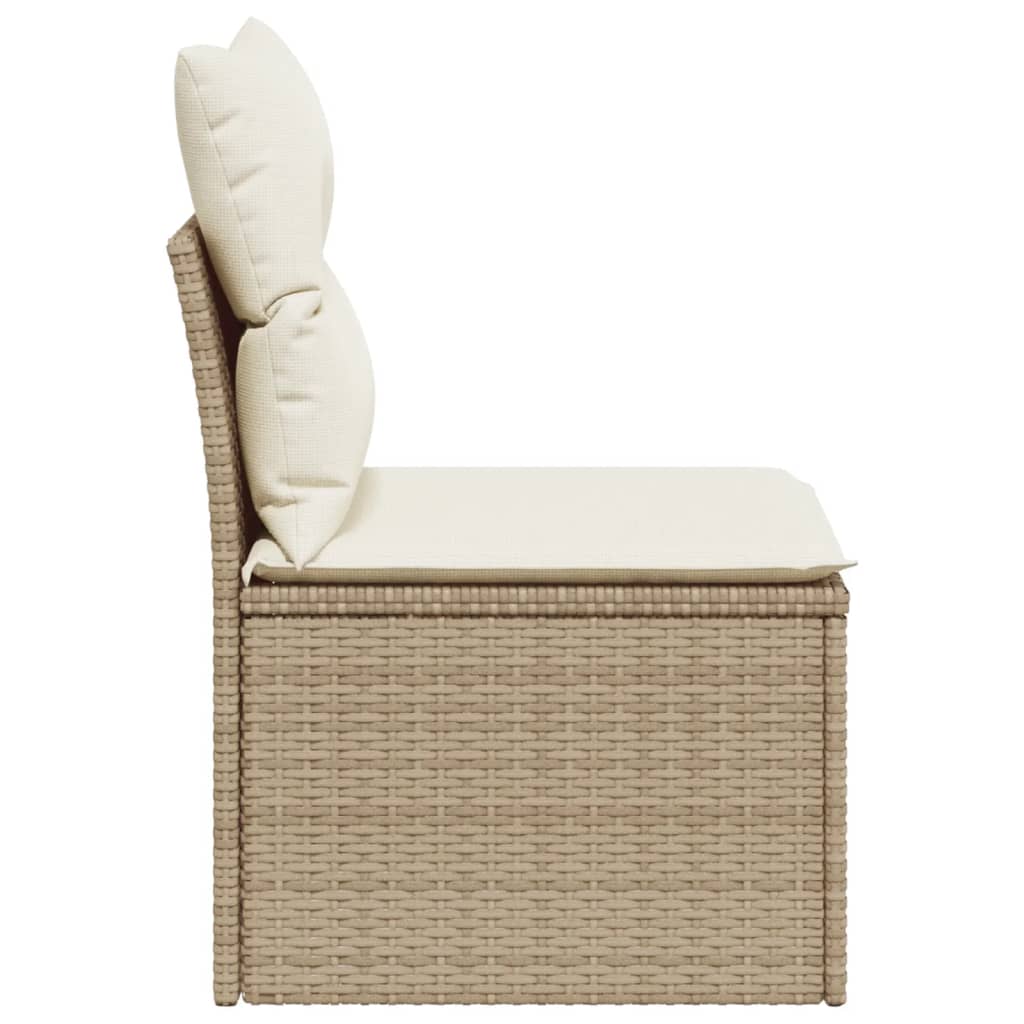 Divano Giardino Senza Braccioli con Cuscini Beige in Polyrattan - homemem39