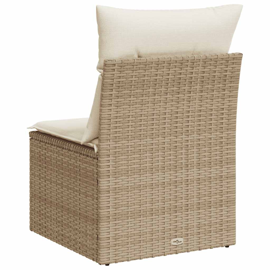 Divano Giardino Senza Braccioli con Cuscini Beige in Polyrattan - homemem39