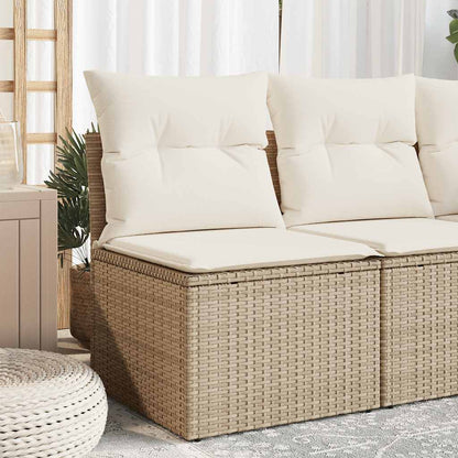 Divano Giardino Senza Braccioli con Cuscini Beige in Polyrattan - homemem39