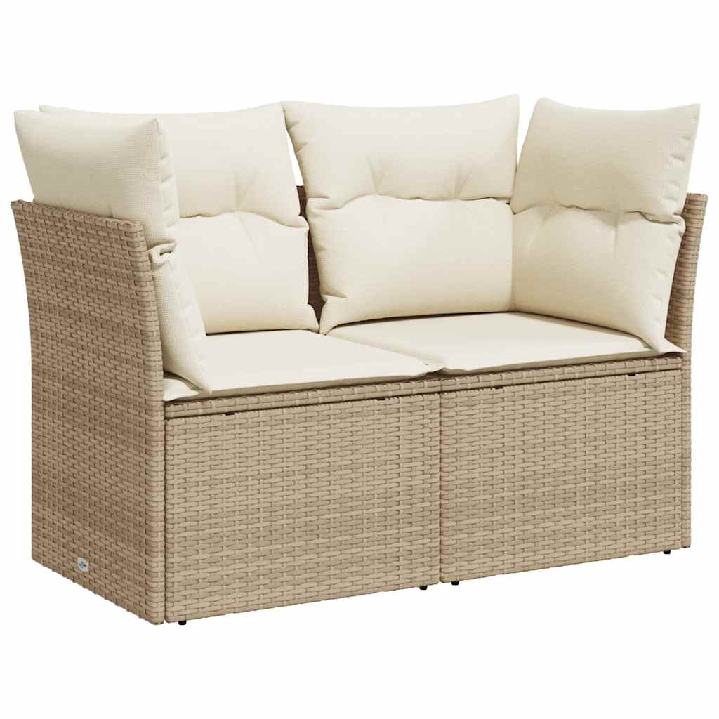 Divano da Giardino con Cuscini a 2 Posti Beige in Polyrattan - homemem39