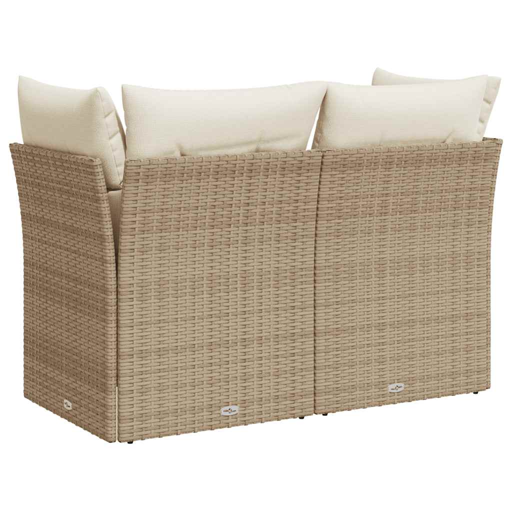Divano da Giardino con Cuscini a 2 Posti Beige in Polyrattan - homemem39