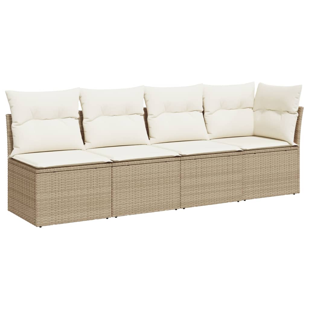 Divano da Giardino con Cuscini a 4 Posti Beige in Polyrattan - homemem39