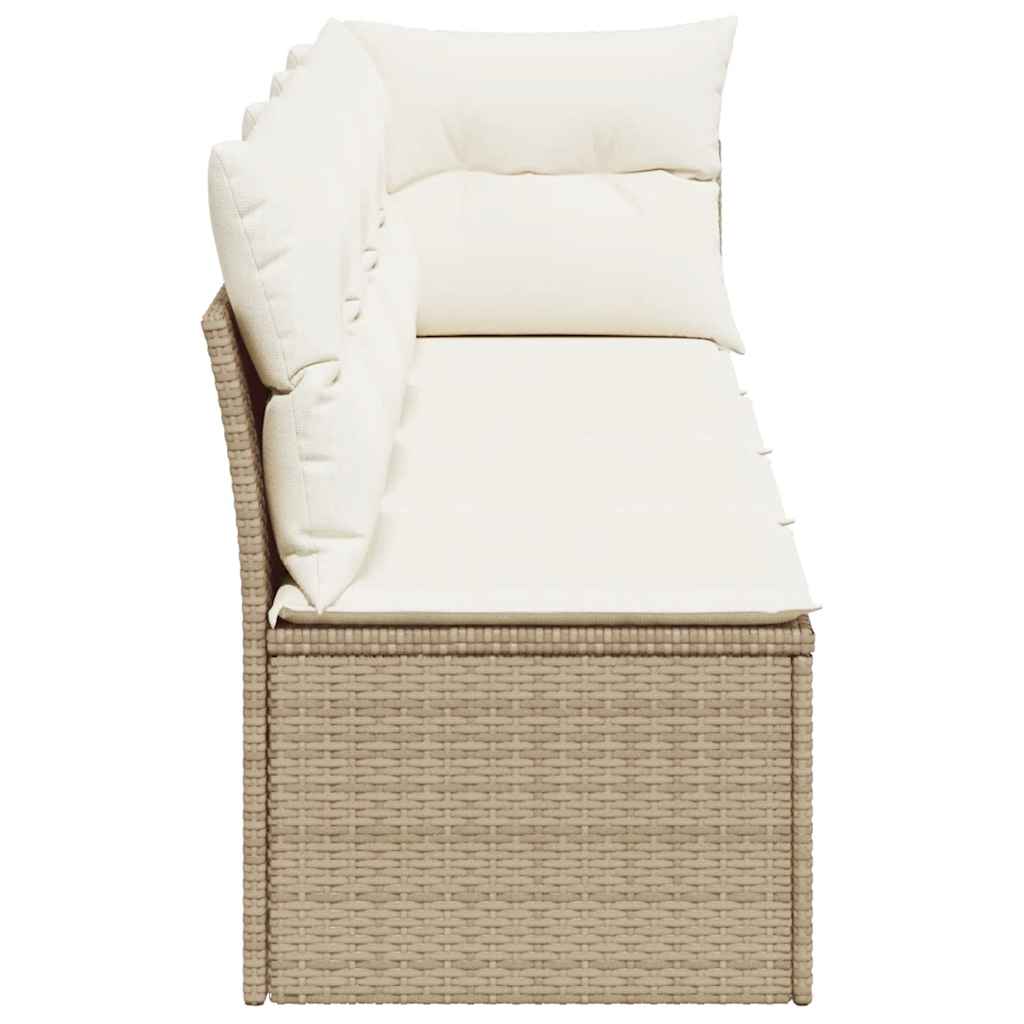 Divano da Giardino con Cuscini a 4 Posti Beige in Polyrattan - homemem39