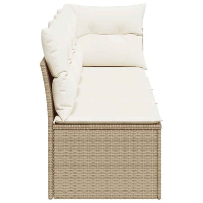 Divano da Giardino con Cuscini a 4 Posti Beige in Polyrattan - homemem39