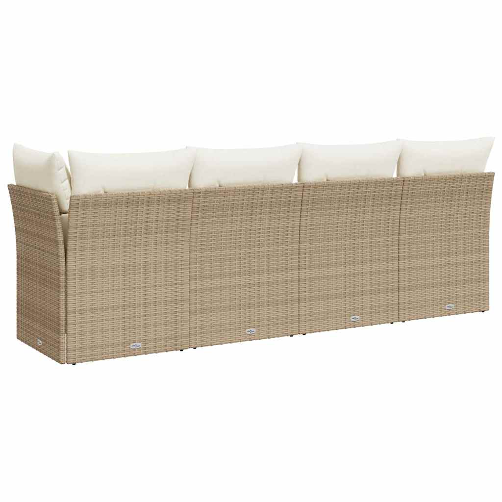 Divano da Giardino con Cuscini a 4 Posti Beige in Polyrattan - homemem39