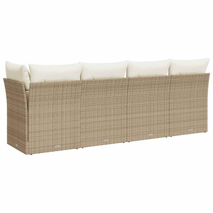 Divano da Giardino con Cuscini a 4 Posti Beige in Polyrattan - homemem39