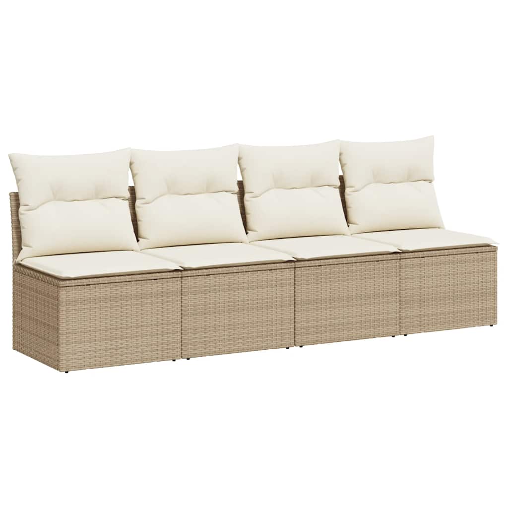 Divano da Giardino con Cuscini a 4 Posti Beige in Polyrattan - homemem39
