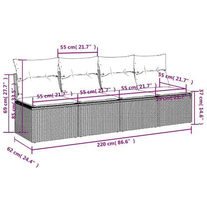 Divano da Giardino con Cuscini a 4 Posti Beige in Polyrattan - homemem39