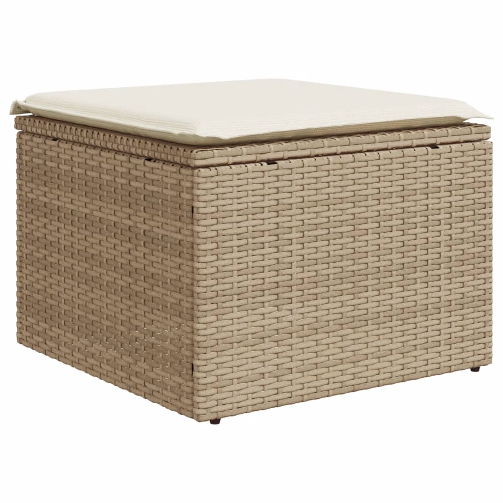Sgabello Giardino con Cuscino Beige 55x55x37 cm in Polyrattan - homemem39