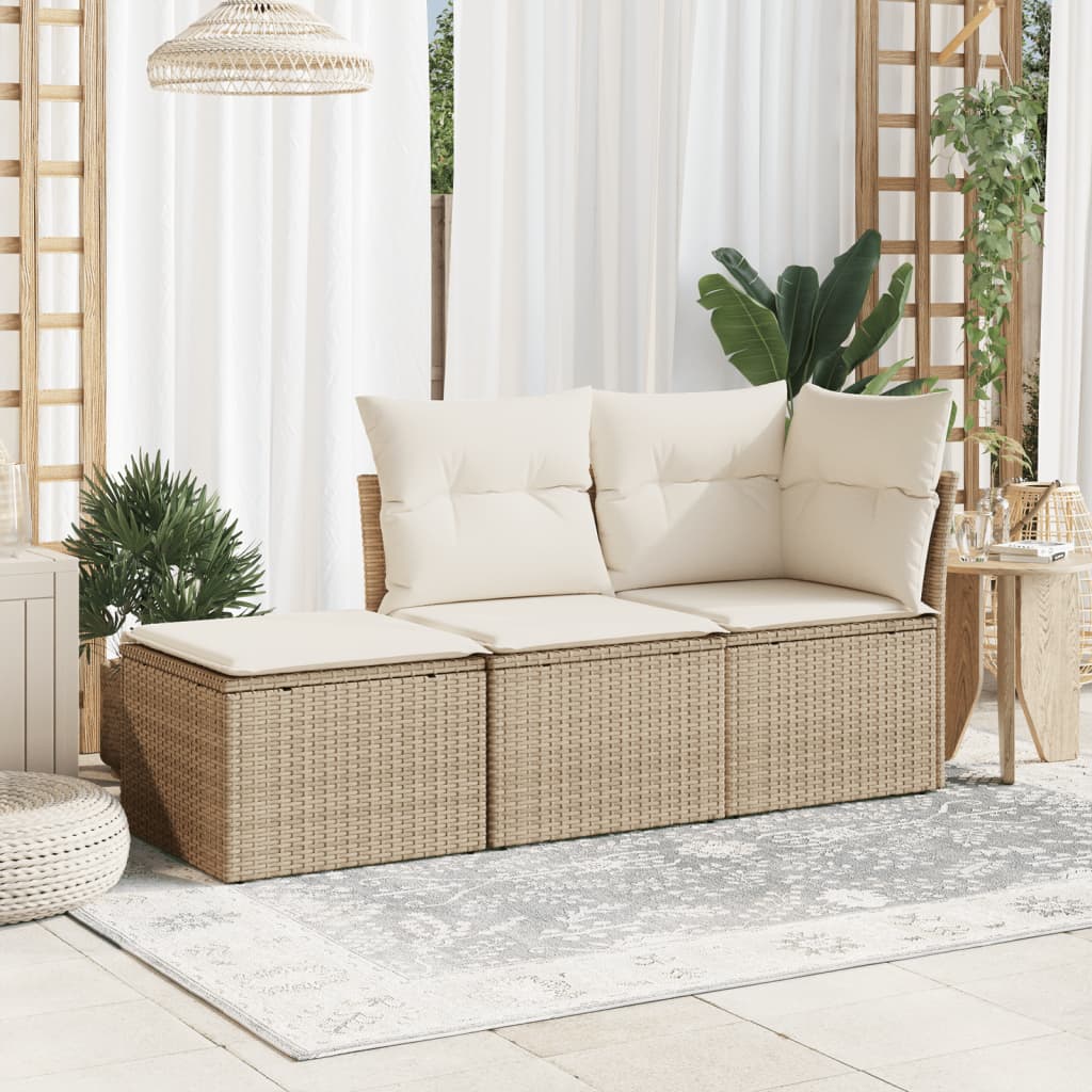 Sgabello Giardino con Cuscino Beige 55x55x37 cm in Polyrattan - homemem39