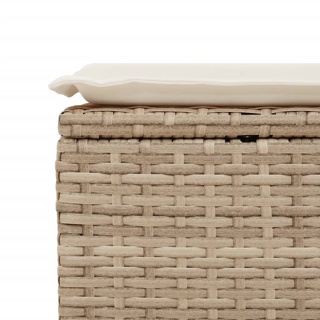 Sgabello Giardino con Cuscino Beige 55x55x37 cm in Polyrattan - homemem39