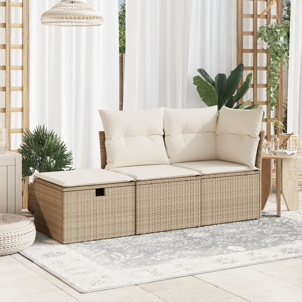 Sgabello Giardino con Cuscino Beige 55x55x37 cm in Polyrattan - homemem39
