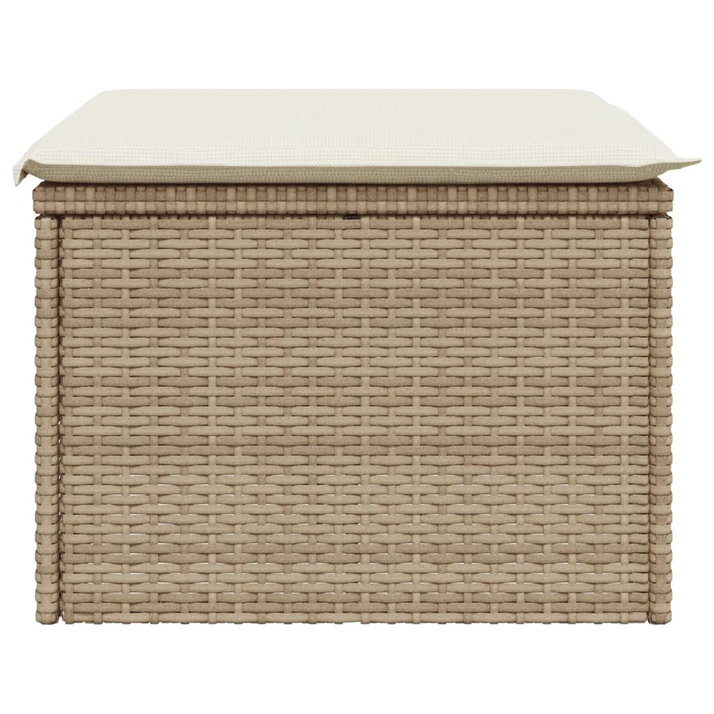 Sgabello Giardino con Cuscino Beige 55x55x37 cm in Polyrattan - homemem39