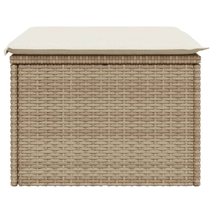 Sgabello Giardino con Cuscino Beige 55x55x37 cm in Polyrattan - homemem39