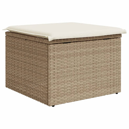 Sgabello Giardino con Cuscino Beige 55x55x37 cm in Polyrattan - homemem39