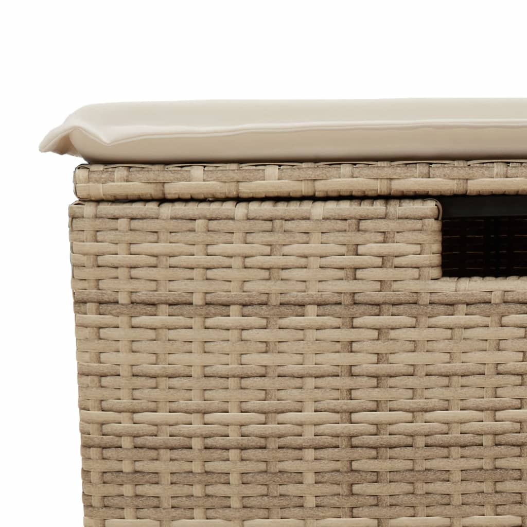Sgabello Giardino con Cuscino Beige 55x55x37 cm in Polyrattan | homemem39
