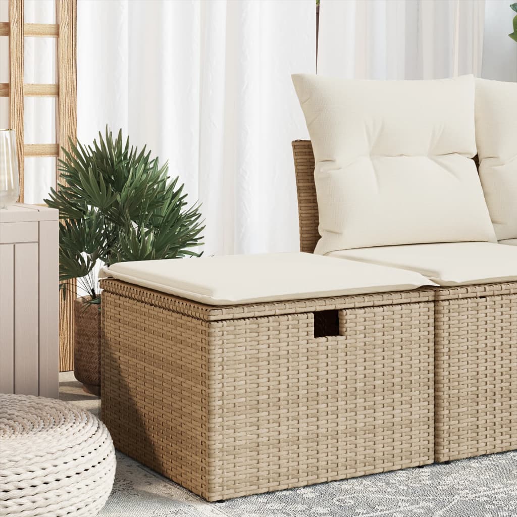 Sgabello Giardino con Cuscino Beige 55x55x37 cm in Polyrattan | homemem39