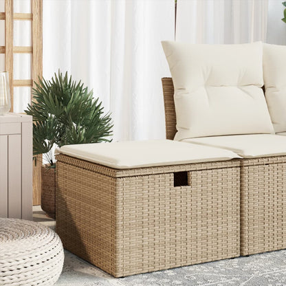 Sgabello Giardino con Cuscino Beige 55x55x37 cm in Polyrattan - homemem39