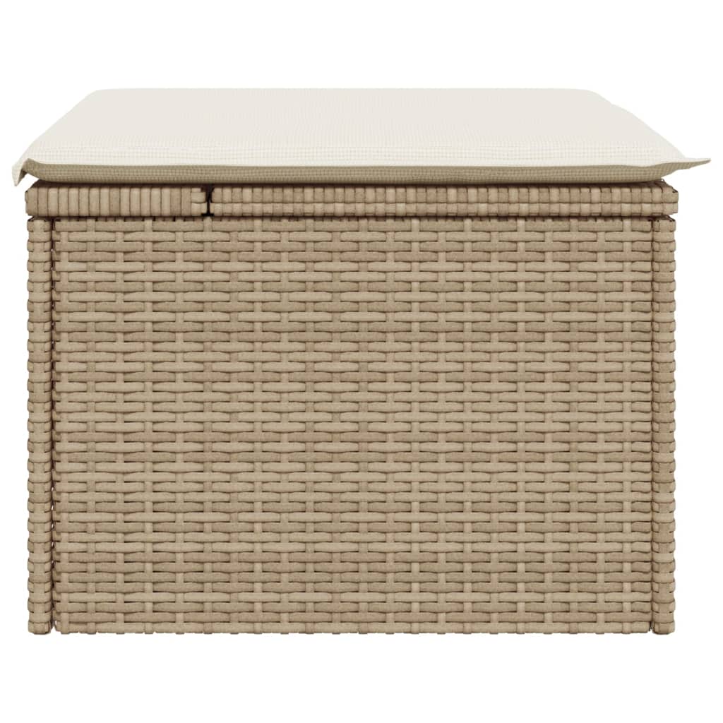 Sgabello Giardino con Cuscino Beige 55x55x37 cm in Polyrattan - homemem39