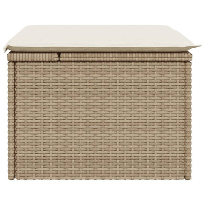 Sgabello Giardino con Cuscino Beige 55x55x37 cm in Polyrattan - homemem39