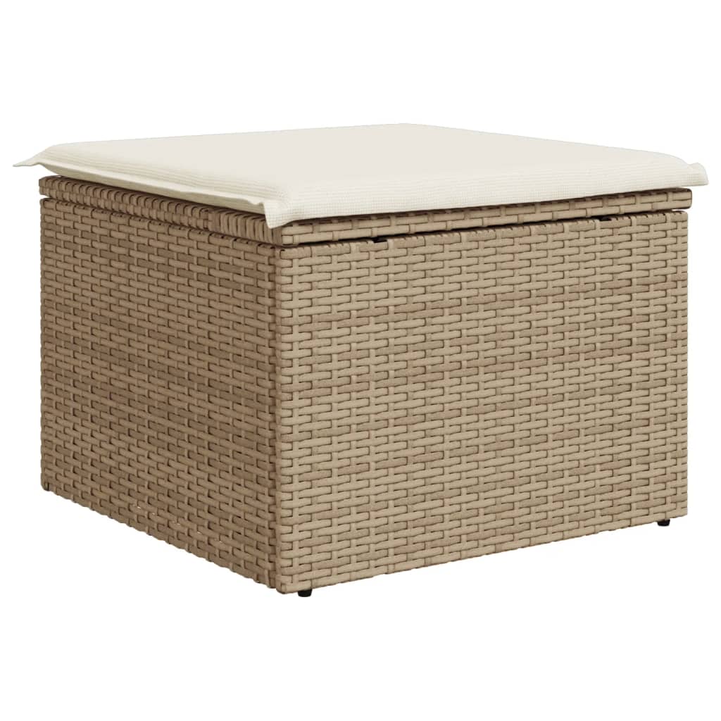Sgabello Giardino con Cuscino Beige 55x55x37 cm in Polyrattan - homemem39