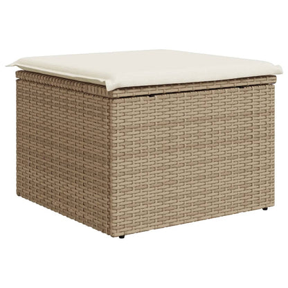 Sgabello Giardino con Cuscino Beige 55x55x37 cm in Polyrattan - homemem39