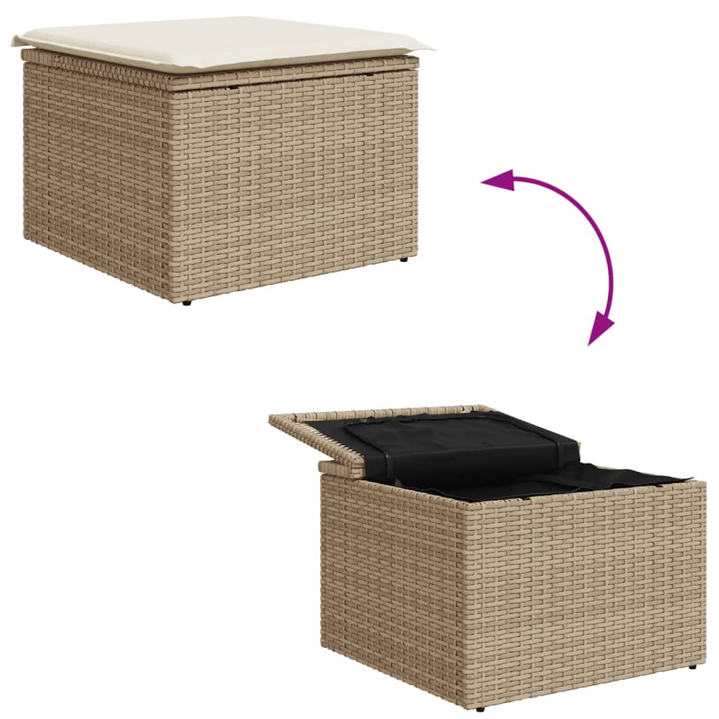 Sgabello Giardino con Cuscino Beige 55x55x37 cm in Polyrattan | homemem39