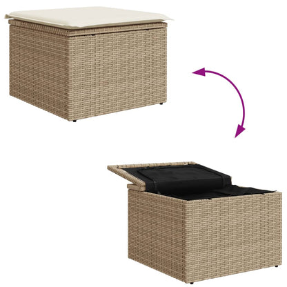 Sgabello Giardino con Cuscino Beige 55x55x37 cm in Polyrattan | homemem39