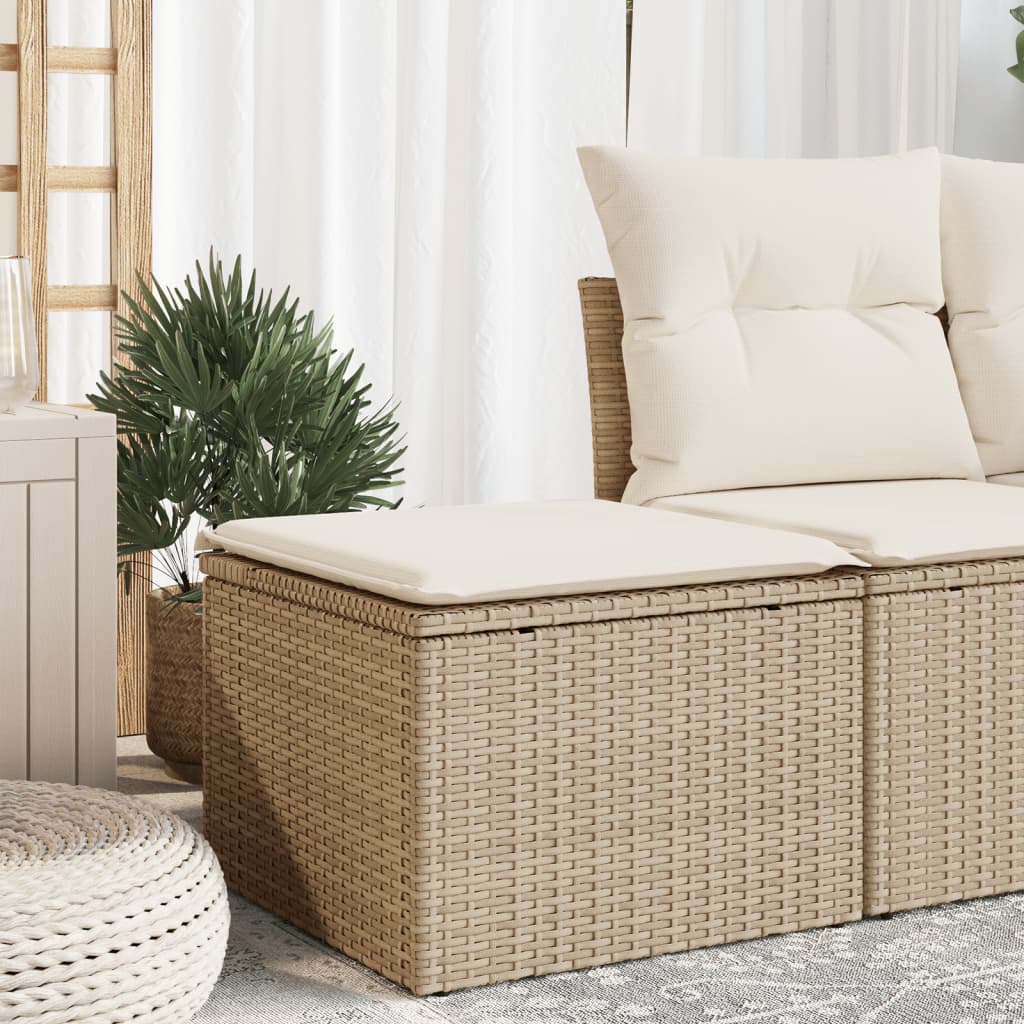 Sgabello Giardino con Cuscino Beige 55x55x37 cm in Polyrattan - homemem39