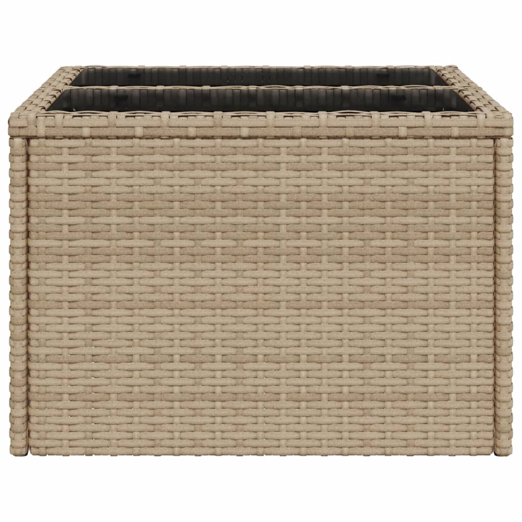 Tavolo da Giardino Piano in Vetro Beige 55x55x37 cm Polyrattan | homemem39