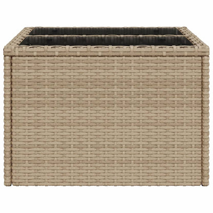 Tavolo da Giardino Piano in Vetro Beige 55x55x37 cm Polyrattan | homemem39